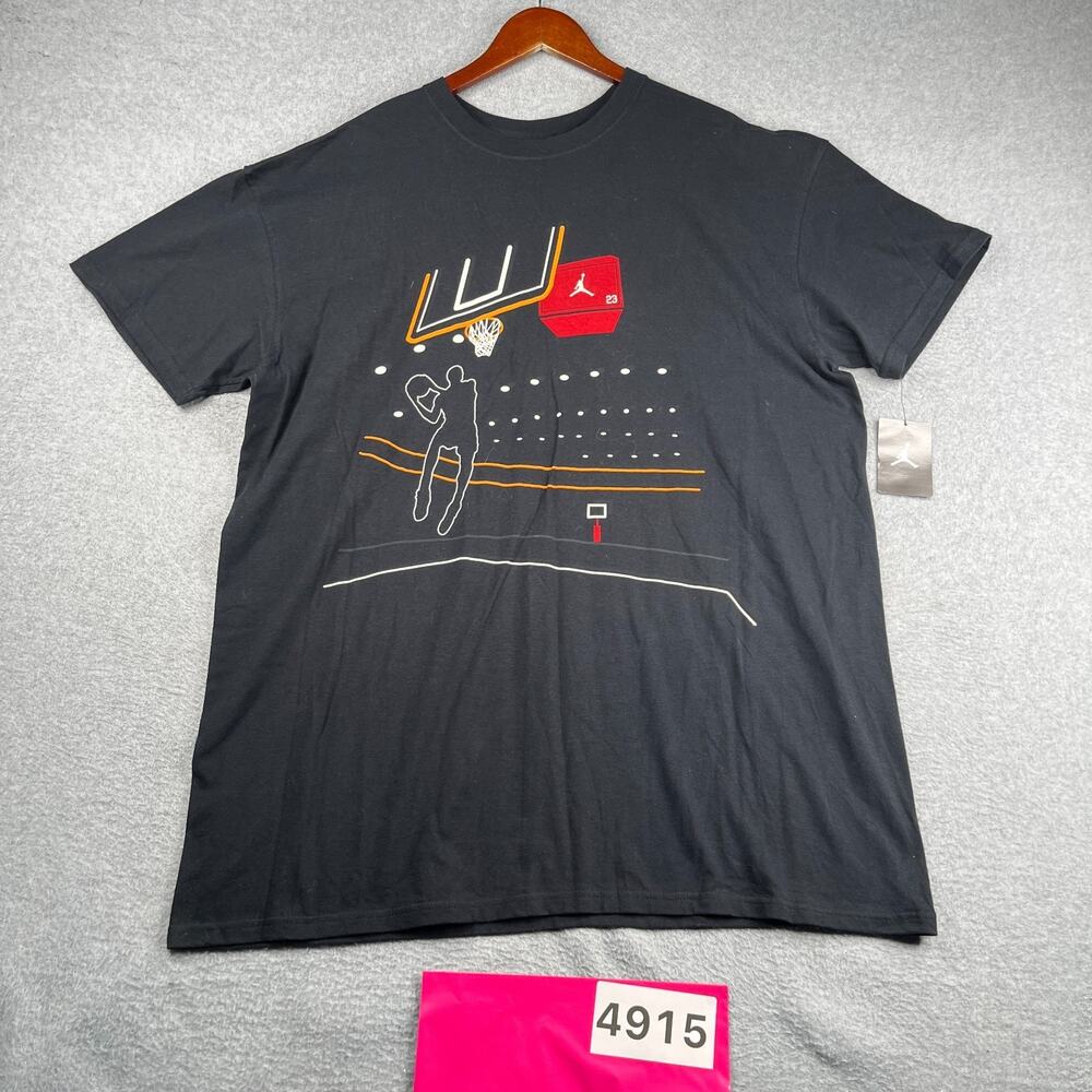 Jordan Graphic Print T Shirt Black Casual Basketball Mens 2XL NEW NWT